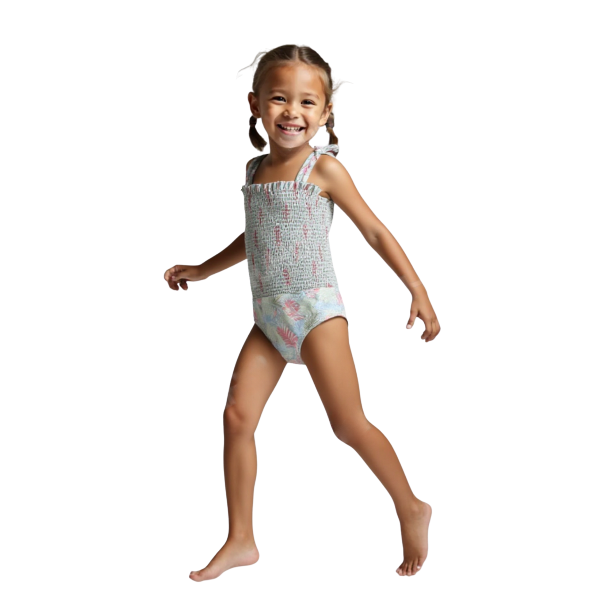 Girls Smocked One Piece Swimsuit