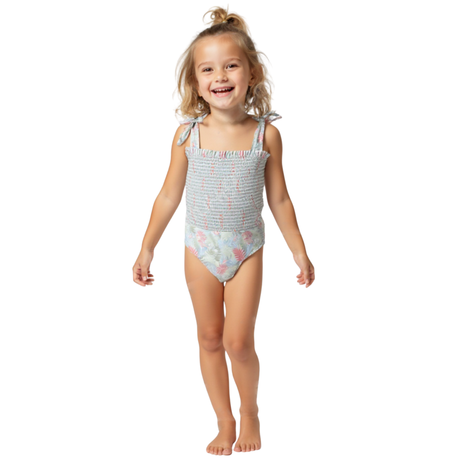 Girls Smocked One Piece Swimsuit